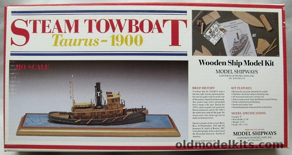 Model Shipways 1/87 Steam Towboat (Tugboat) Taurus Circa 1900 - HO Scale, 2021 plastic model kit